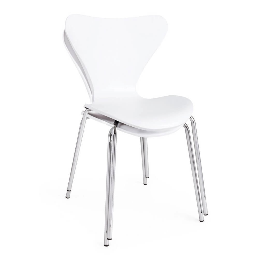 Set di 4 Sedie Impilabili con Seduta in Plastica e Gambe Cromate - LINDSAY