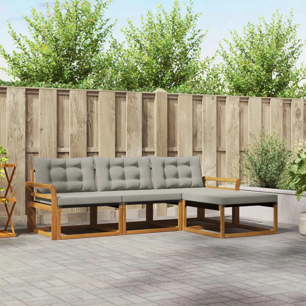Set di divani da esterno 4 pcs Grigio Naturale e Chiaro 3369338