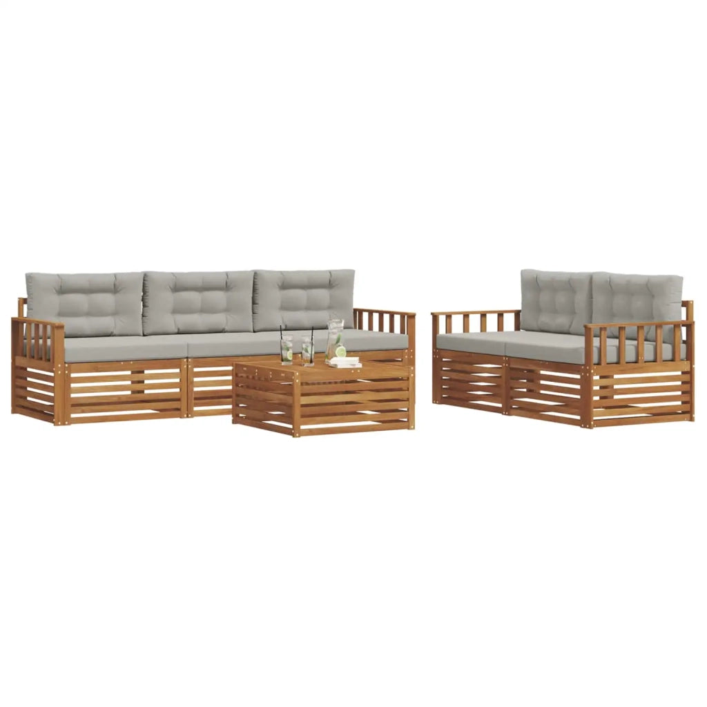 Set di divani da esterno 6 pcs Grigio Naturale e Chiaro 3373011