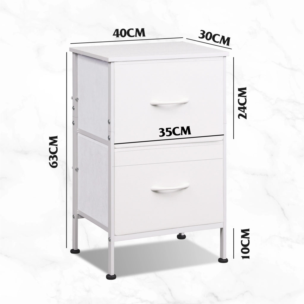Cassettiera con 2 cassetti ¨C zephmum ¨C bianco 60x40x