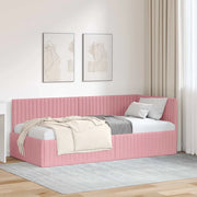 Cornice del letto ad angolo Rosa 90 cm x 190 cm Velluto 42016259