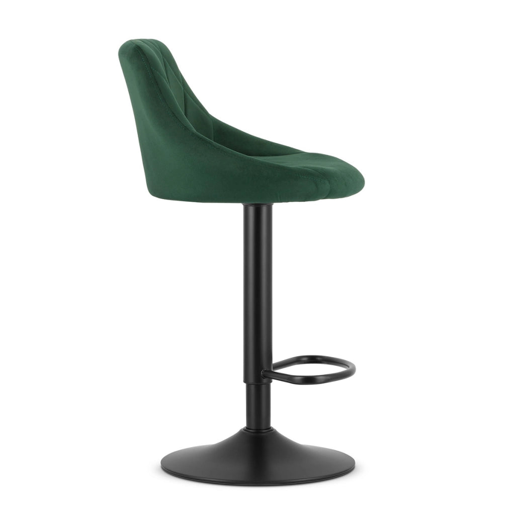 Sgabello da bar girevole OSKAR KAST velluto verde con base nera