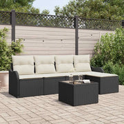 Set Divano da Giardino 6 pcs Nero polyrattan