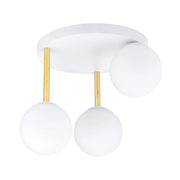 Plafoniera Emibig DOLCE 3 luci E14 vetro bianco oro