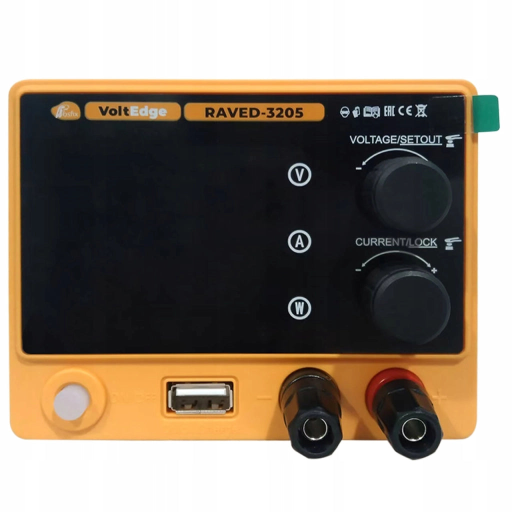 Zasilatore da Laboratorio RAVED-3205 – 0-32V 0-5A | USB QC 18W | Display Digitale | Protezione ROSFIX