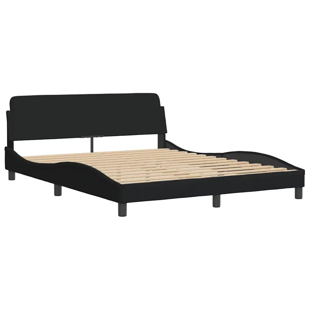 Letto matrimoniale | Letto per adulti | Giroletto senza Materasso Hanko Nero 160x200 cm in Tessuto