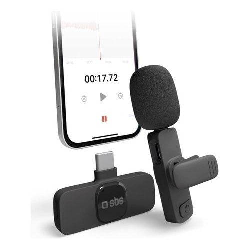 Kit microfono sbs temictycbtk wireless con ricevitore e clip black