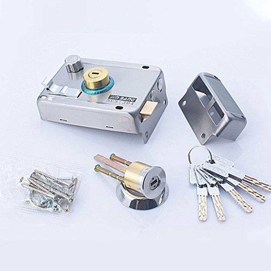 Serratura Esterna per Porta - Alta Sicurezza - Fatta di Acciaio Inossidabile - Blocco Notturno - Lingua di Blocco Rafforzata - Adatta per Porte con Spessore 30-50 mm - Serratura per Esterno