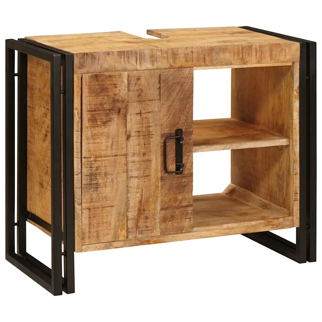 Mobile da Bagno | Armadio sottolavello con porta Marrone Legno di mango massello