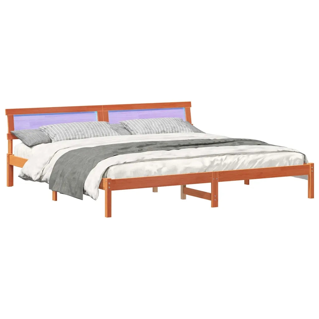 Letto matrimoniale | Letto per adulti | Struttura del letto Marrone cerato 180 x 200 cm Pino massello