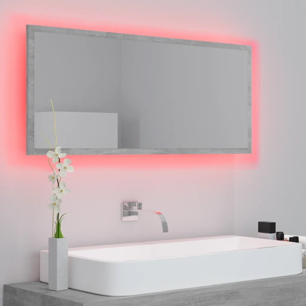 Specchio da Bagno a LED-Specchio per Bagno Grigio 100x8,5x37 cm in Acrilico