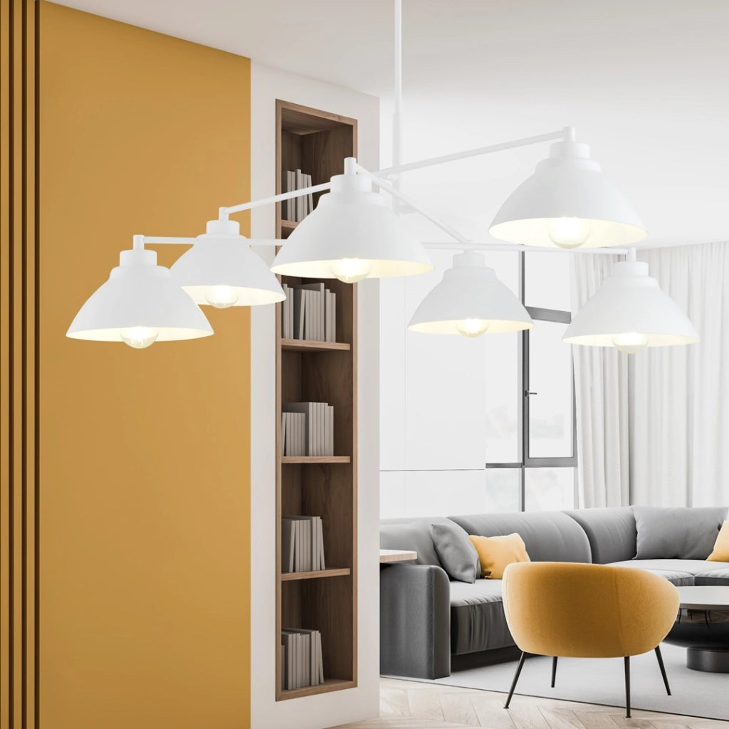 Lampadario Maverick 6 luci bianco Emibig 100 cm E27