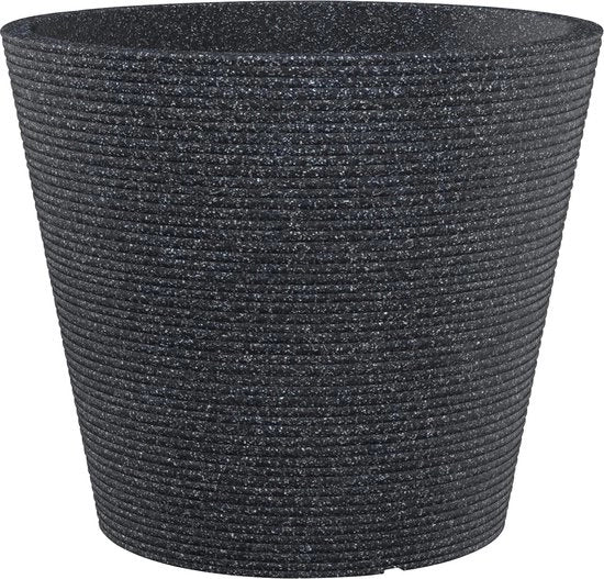 Vaso per piante - Vaso per piante in plastica con cono in granito nero 30 cm