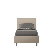 Letto singolo con rete imbottito 80x210 similpelle tortora Adele