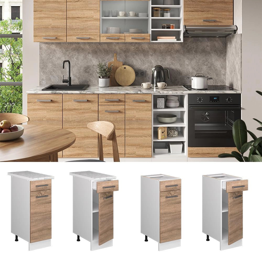 Mobiletto base per cucina R-Line Sonoma/Bianco 30 cm, PL Antracite Vicco