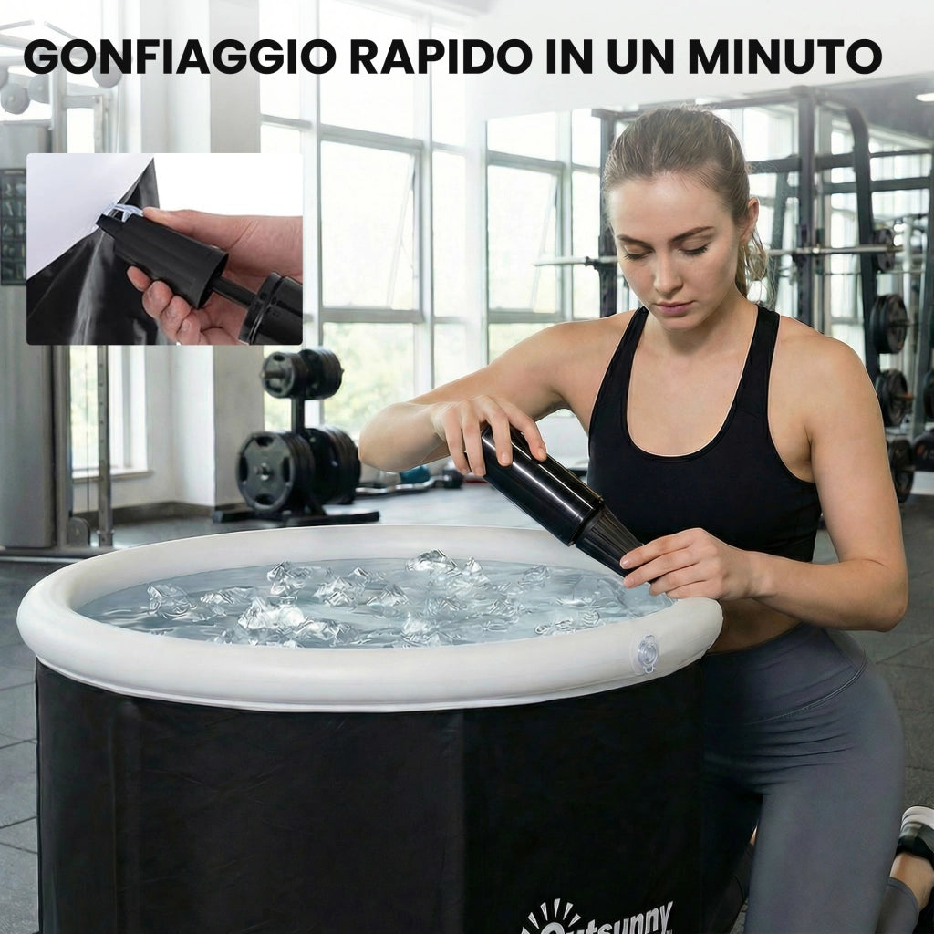 Vasca Ghiaccio Sportivi 280L ¨C Xylo ¨C Con Copertura e Pompa ?78x71cm Nero