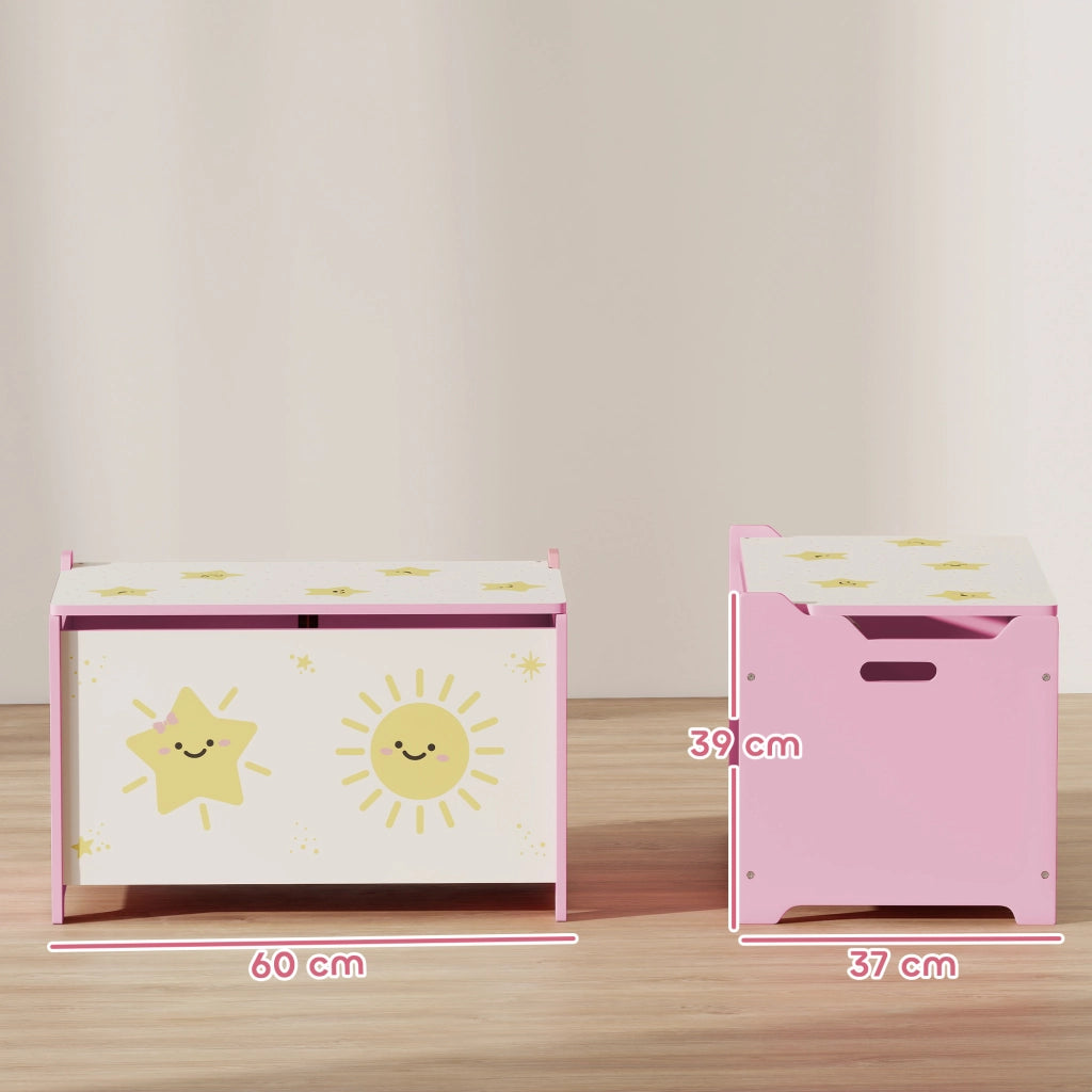 Cassa giocattoli con coperchio ¨C zephmum ¨C 60x37x39 cm rosa