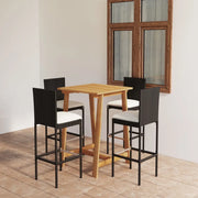Set da Bar da Giardino 5 pz con Cuscini Nero 3067944