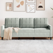 Divano a 3 Posti-Sofa 3 Posti Grigio Chiaro 180 cm in Velluto 138591