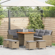 Set Divano da Giardino 6 pz con Cuscini a L Beige in Polyrattan 3213543