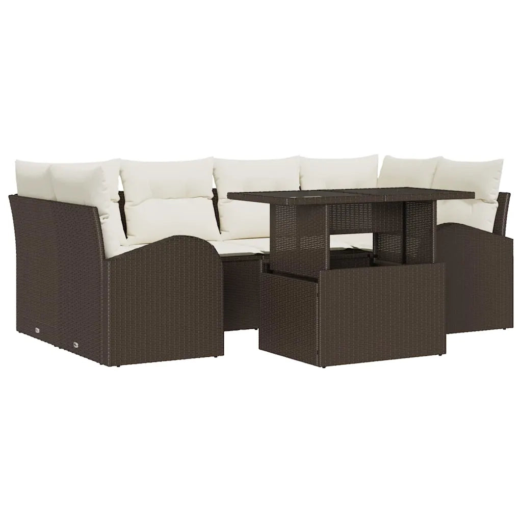 Set Divano da Giardino 7 pcs Marrone Rattan in Polipropilene 3357311