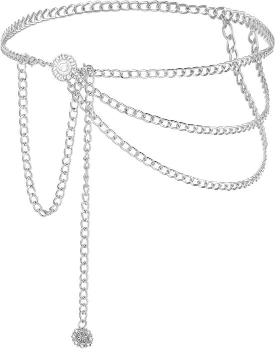 Collana a Catena in Argento per Donne - Design a Strati Metallici