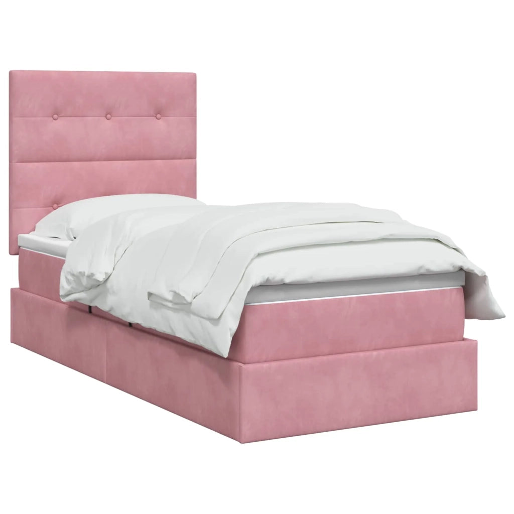 Letto con contenitore e materasso Rosa 90 x 190 cm Velluto 3459662