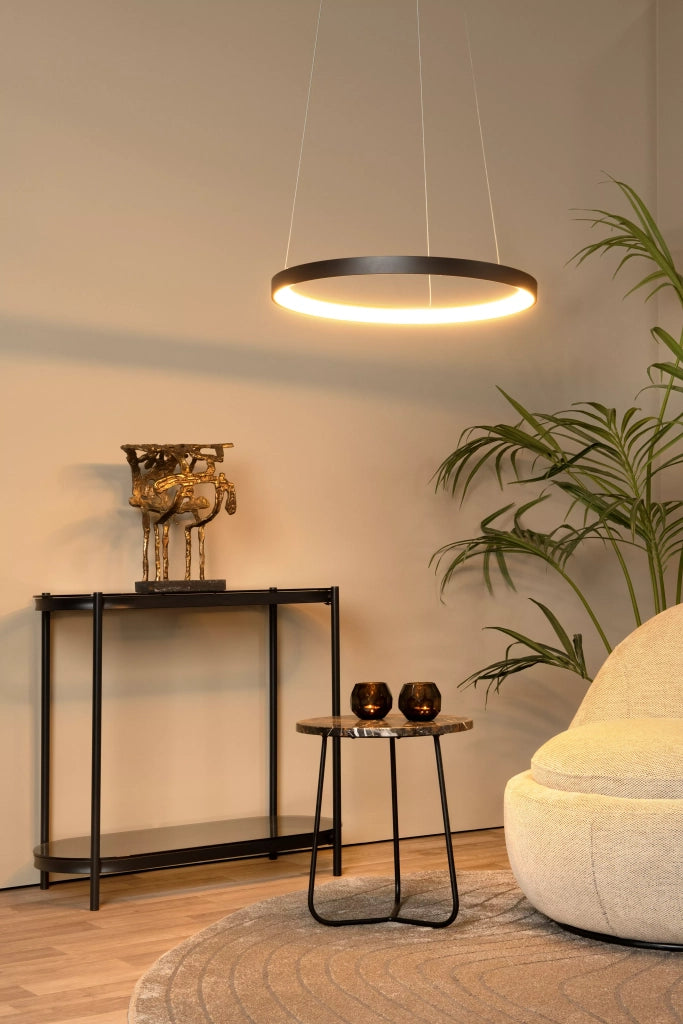 Lampada sospensione anello LED nera Lucide Vidal 48W