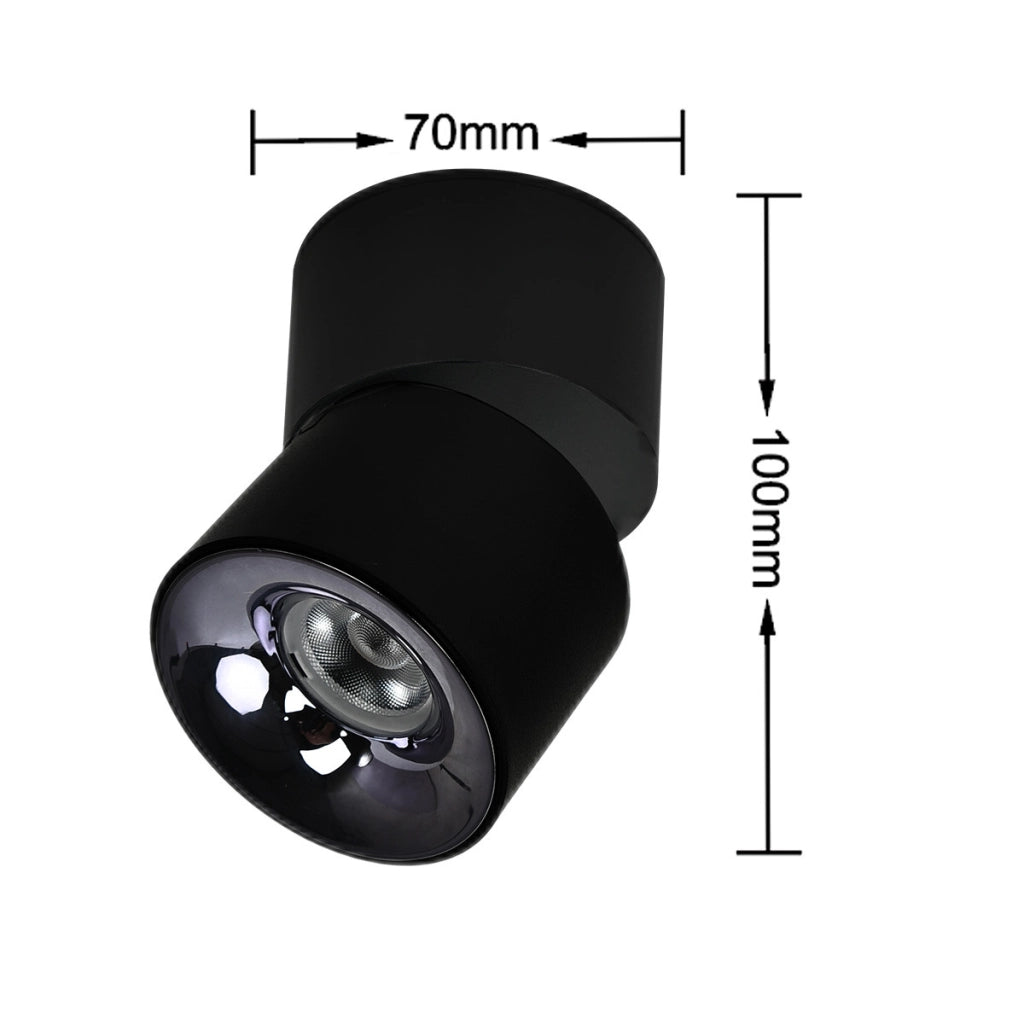 Spot plafoniera tondo nero orientabile LED CCT 10W