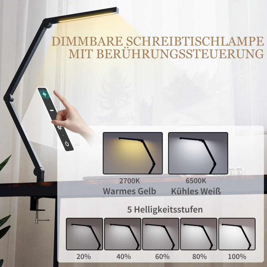 Lampada da Scrivania Regolabile a LED con Morsetto ¨C Minimal ¨C 96 LED Nero