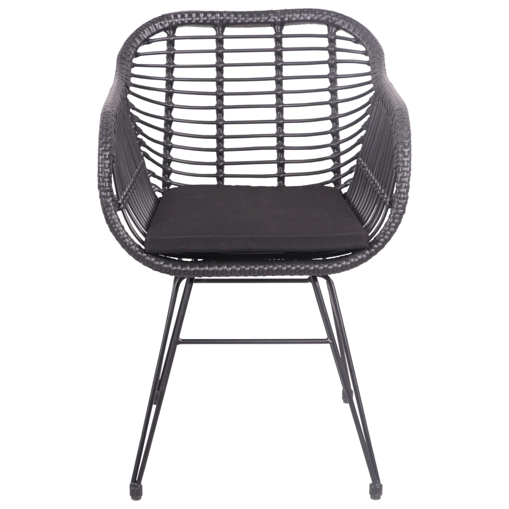 Set di 2 poltrone in rattan sintetico nero con cuscini CINTA