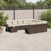 Set Divani da Giardino 11 pz con Cuscini Polyrattan Marrone 3254270