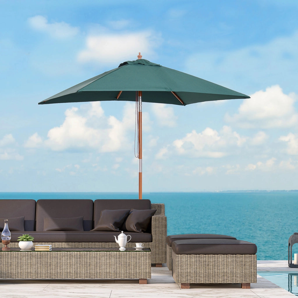 Ombrellone da giardino rettangolare ¨C Minimal ¨C Verde, legno, 200x150 cm