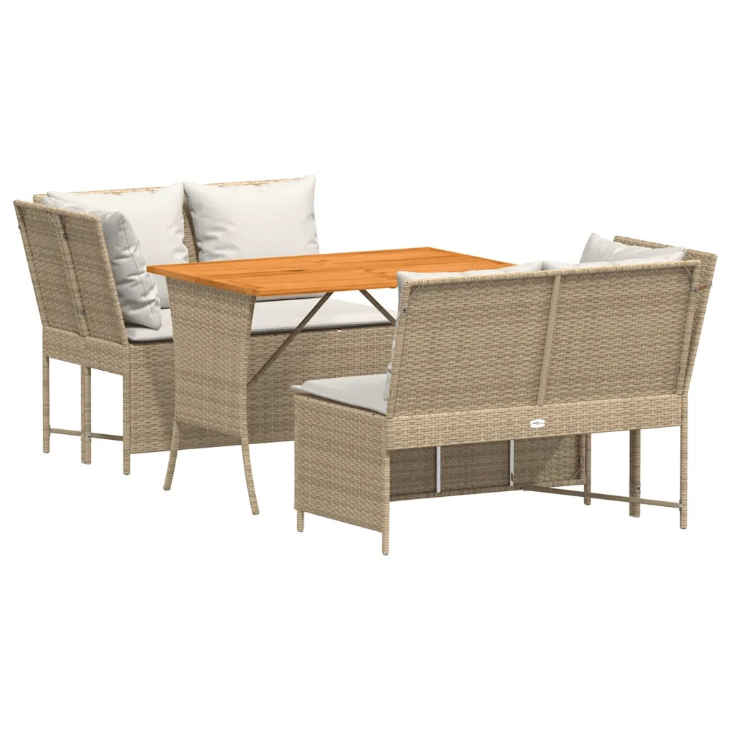 Set Divano da Giardino 3 pz con Cuscini Beige in Polyrattan 3365344