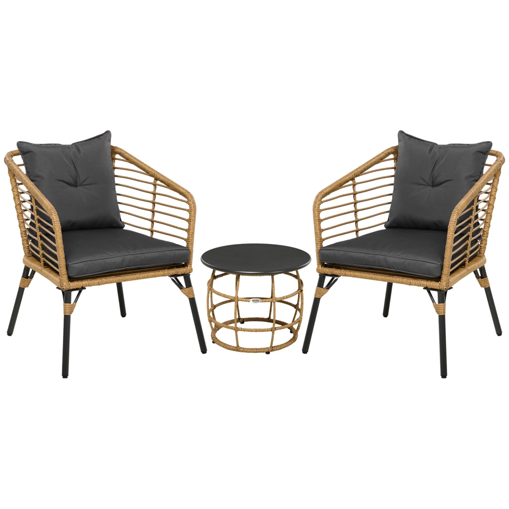 SET BISTROT 3 PEZZI in PE Rattan, Sand, con 2 poltrone e tavolino