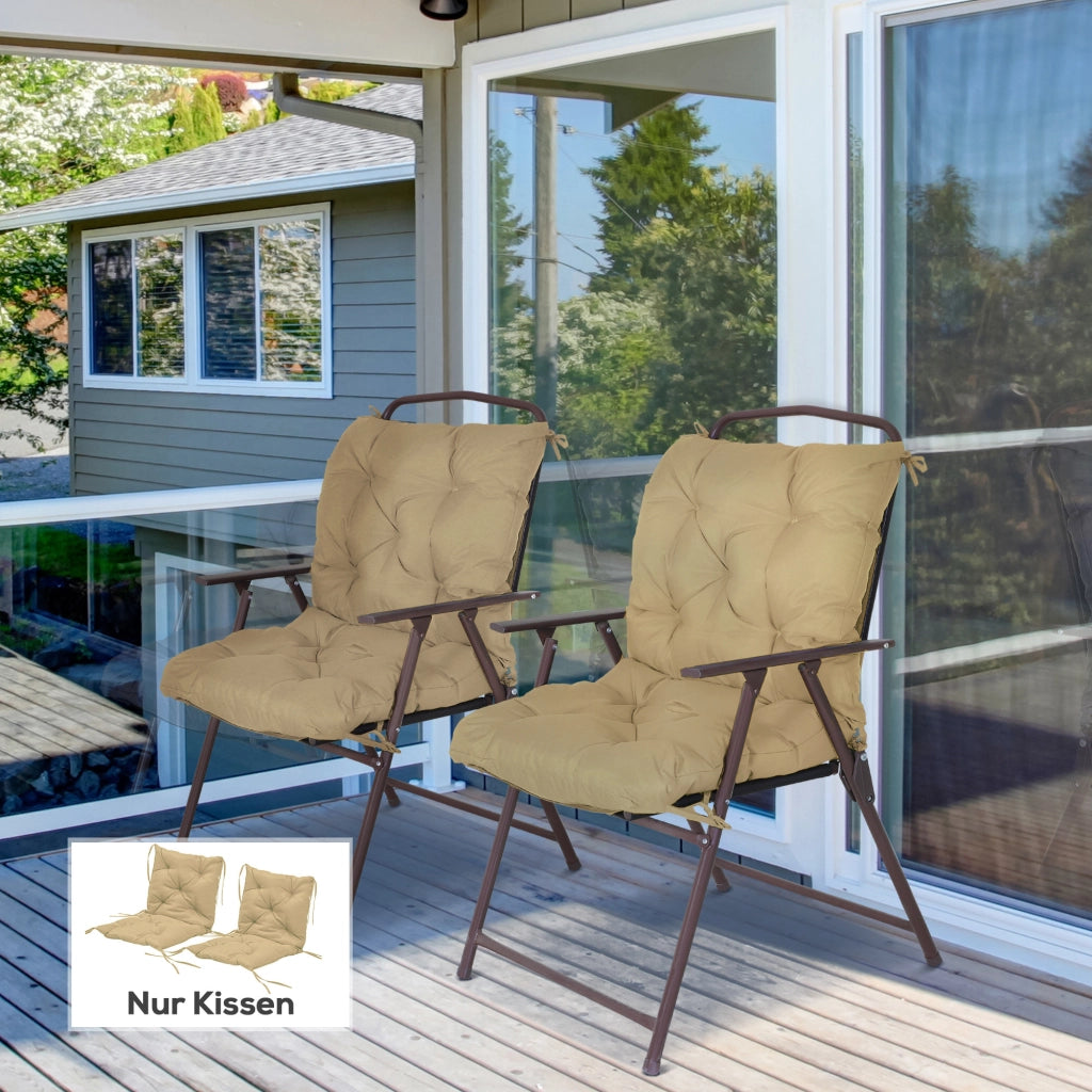 Set 2 Cuscini per Sedia ¨C Xylo ¨C Tessuto Khaki 98x50 cm con Lacci