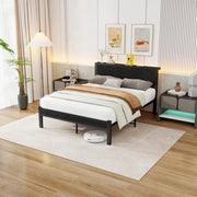 LETTO Singolo 120x200 cm con testiera, MDF e metallo, Nero