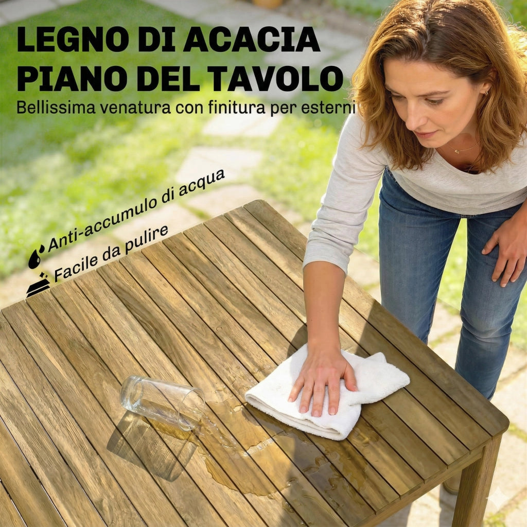 Set da Pranzo da Giardino 5 Pezzi, Tavolo e Sedie per 4 Persone, Teak