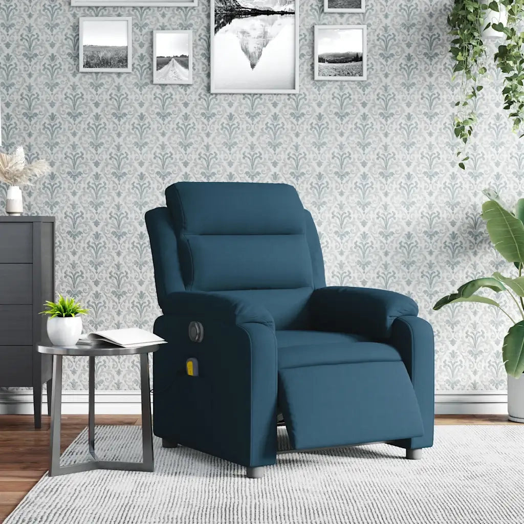 Poltrona Massaggiante Reclinabile Elettrica Blu in Velluto 3205091