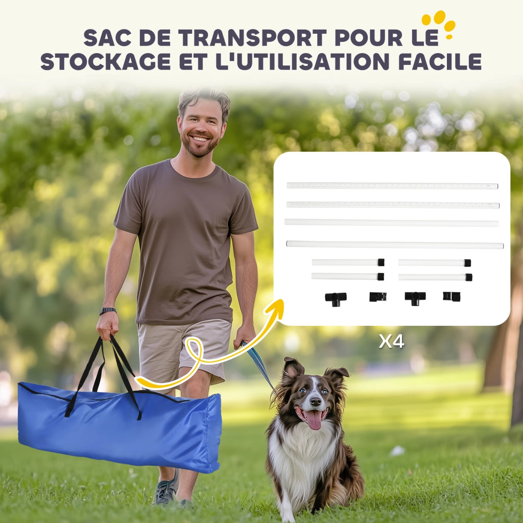 Set Agility per Cani ¨C Minimal ¨C 4 Ostacoli Regolabili in Plastica Bianco
