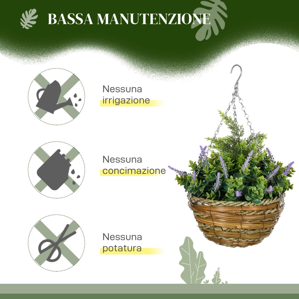 Set 2 Vasi Sospesi Fiori Artificiali Lisianthus ¨C Xylo ¨C Viola