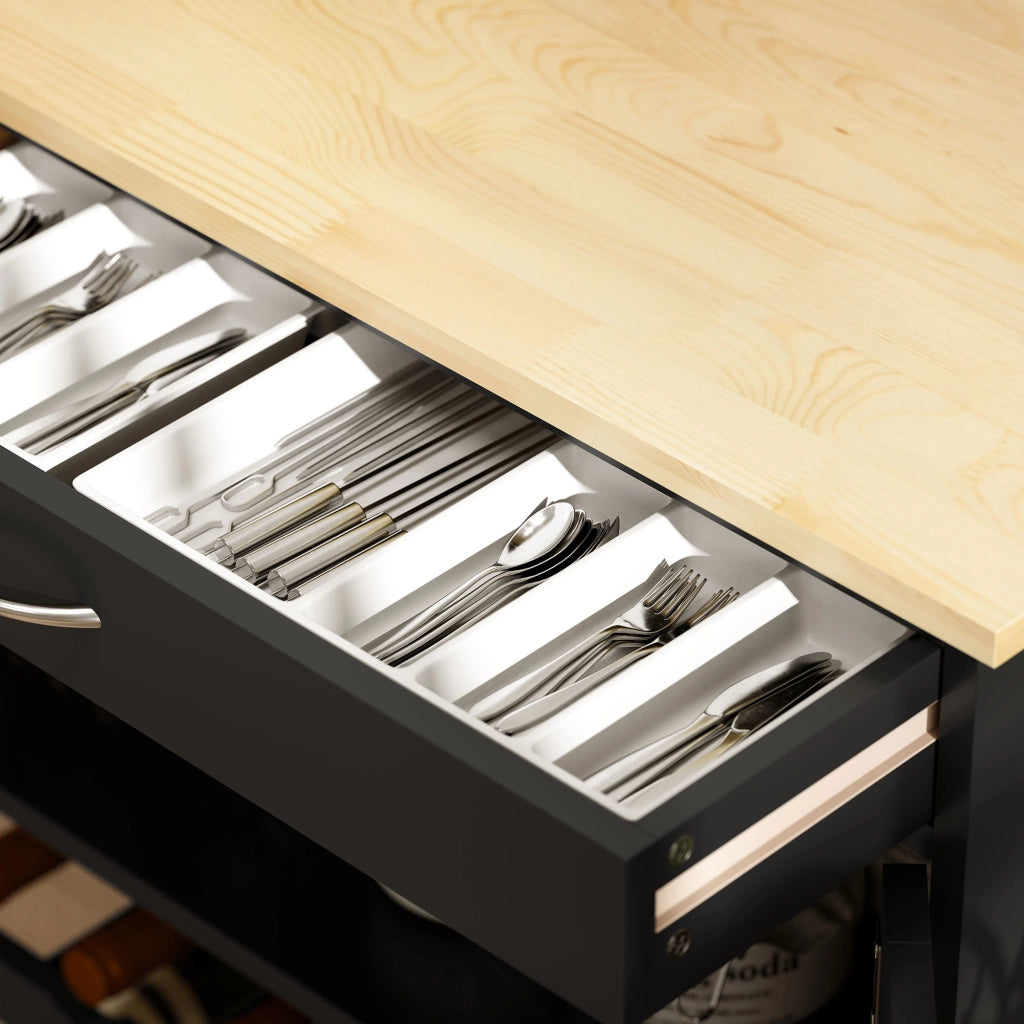 Carrello Portabottiglie da Cucina in Legno con Ante e Cassetto ¨C Zephmum ¨C Nero e Rovere 67x37x87 cm