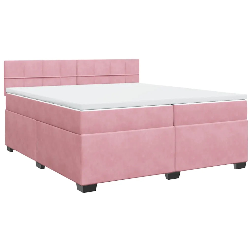 Giroletto a Molle con Materasso Rosa 200x200 cm in Velluto 3288707