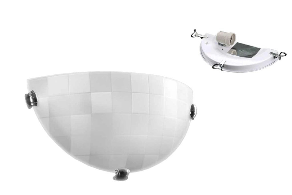 PLAFONIERA APPLIQUE DA 30CM CON DESIGN A QUADRI IN COLORE BIANCO