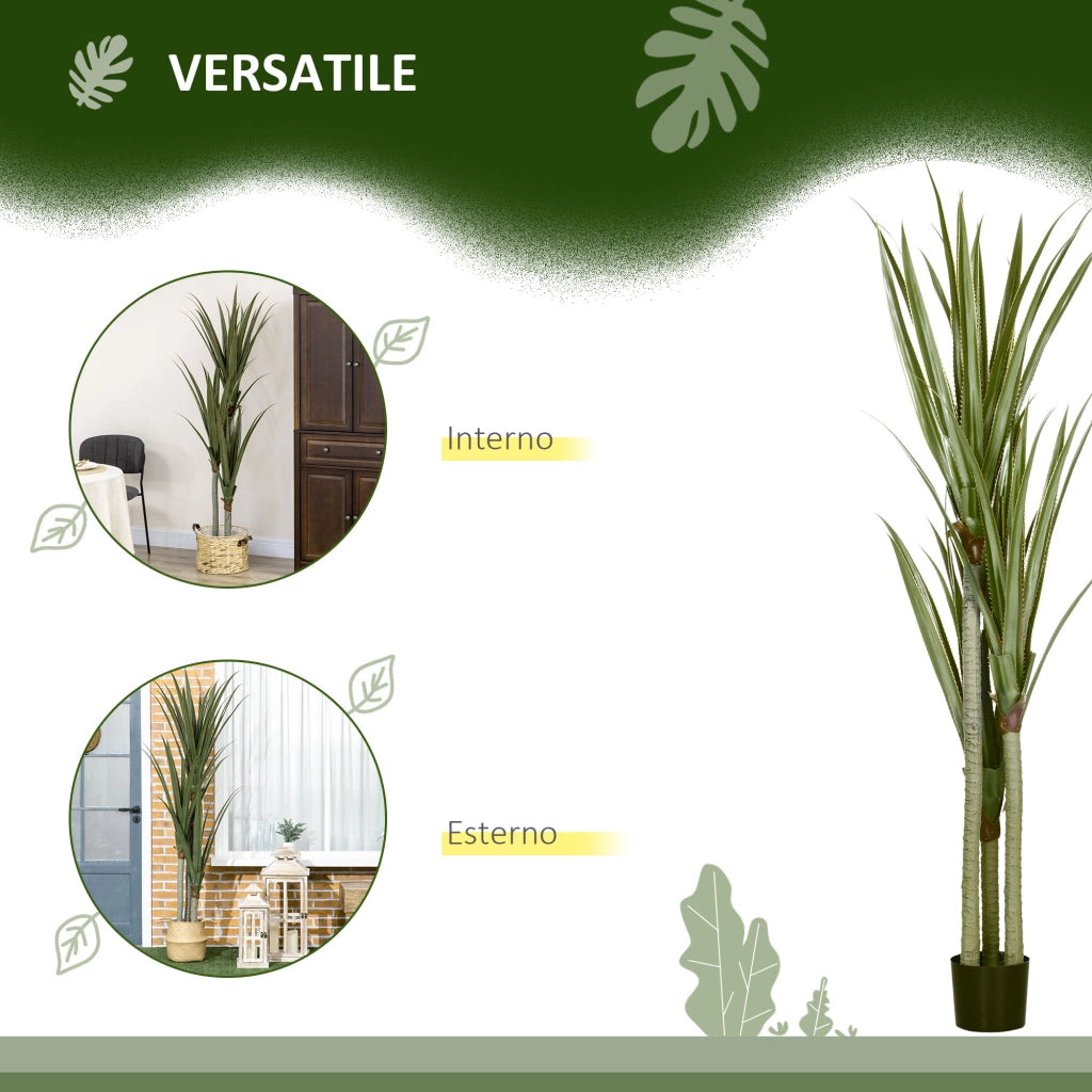 Pianta Artificiale Yucca ¨C Minimal ¨C 190 cm, Vaso PEVA e Cemento