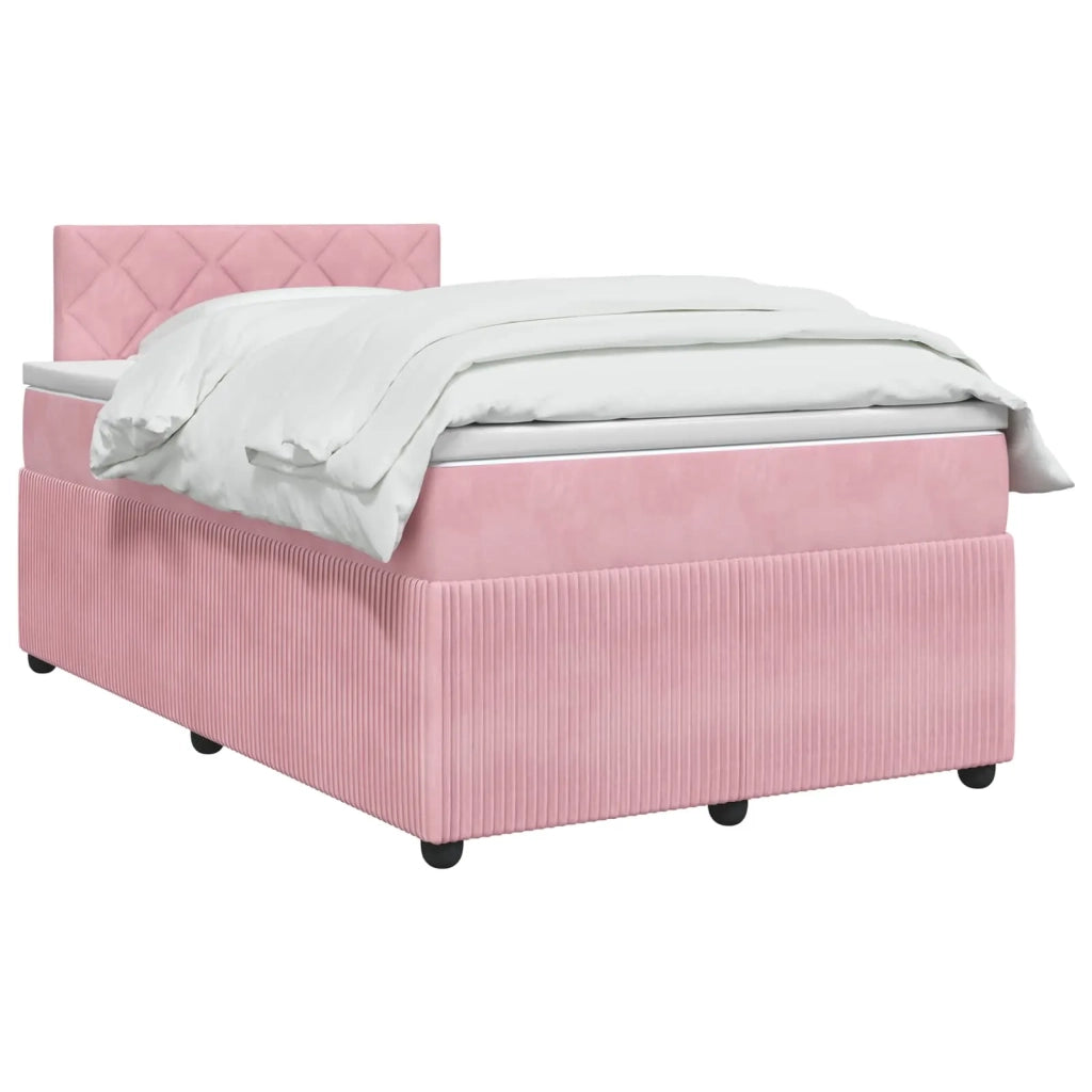 Letto box spring con materasso Rosa 120 x 200 cm Velluto 3453130