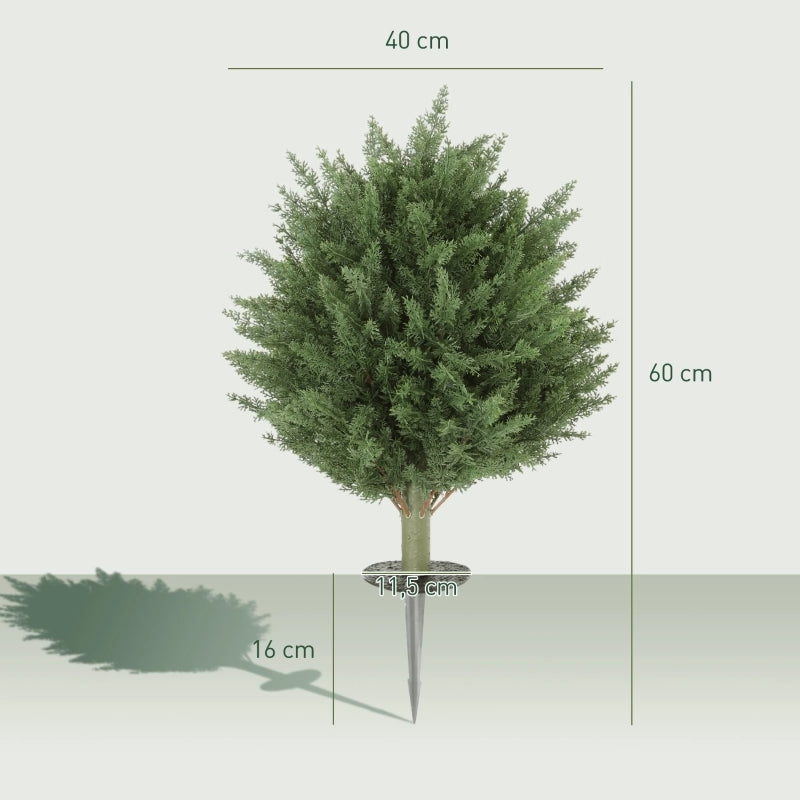 Set di 2 piante artificiali, cipresso artificiale resistente ai raggi UV con 387 foglie e paletto di supporto, ?40 x 60H cm, verde