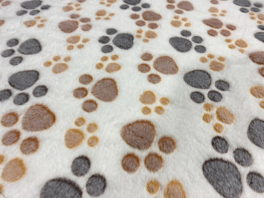 AIO FACTORY Coperta in pile 100x70 cm Coperta per cani con zampe marrone-grigio bianca