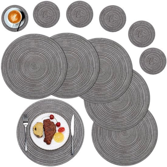 Set di piatti rotondi da tavola da 6 - resistente e termoresistente - 38 x 38 cm