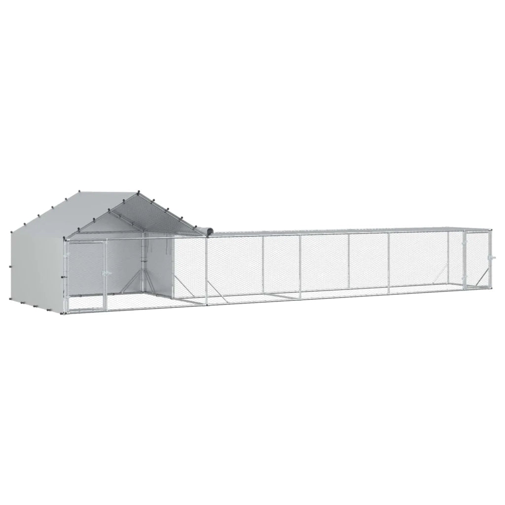 Gabbia per Galline con Tetto e Giardino 2 pz Argento 3434659